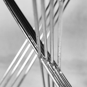 Minimalist Metal X-Line Chairs by Niels Jørgen Haugesen for Hybodan, 1970s, Set of 4