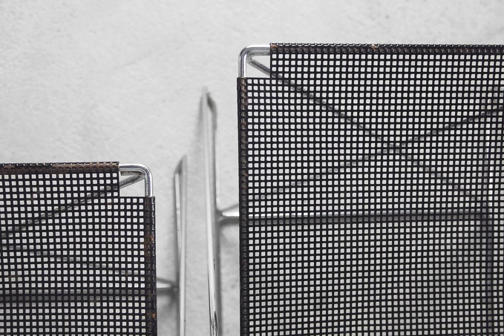 Minimalist Metal X-Line Chairs by Niels Jørgen Haugesen for Hybodan, 1970s, Set of 4