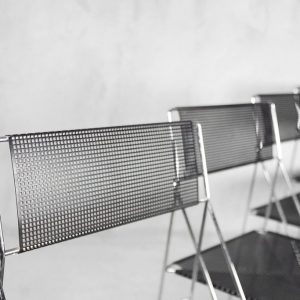 Minimalist Metal X-Line Chairs by Niels Jørgen Haugesen for Hybodan, 1970s, Set of 4