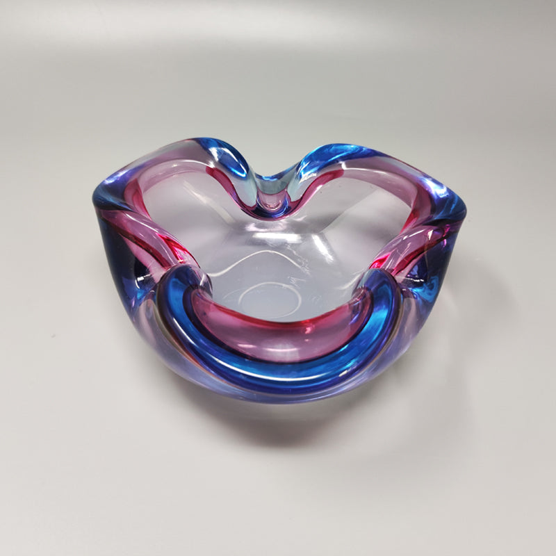 1960s Gorgeous Blue and Pink Catchall By Flavio Poli for Seguso