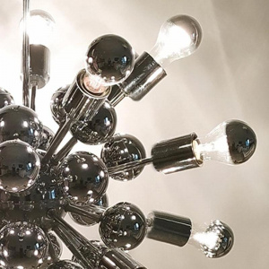 1970s Chandelier Sputnik by Goffredo Reggiani in Chrome. Made in Italy