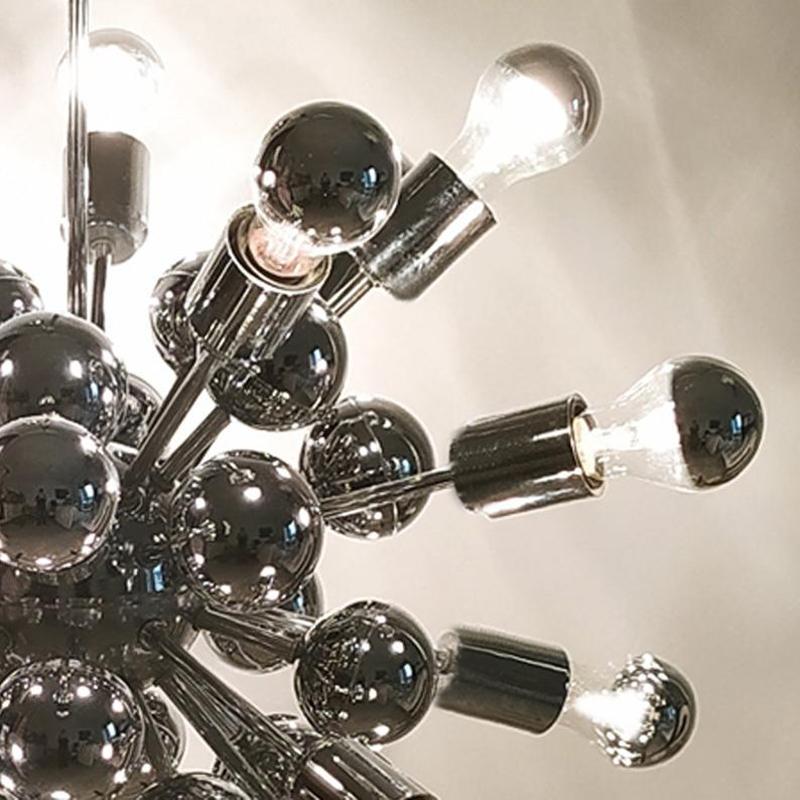 1970s Chandelier Sputnik by Goffredo Reggiani in Chrome. Made in Italy