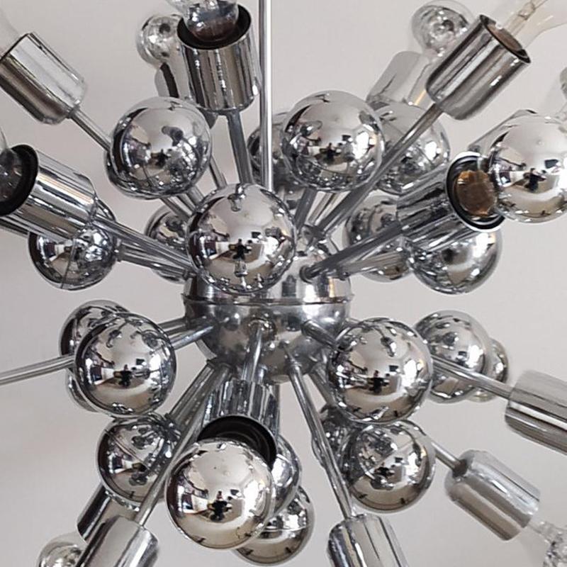 1970s Chandelier Sputnik by Goffredo Reggiani in Chrome. Made in Italy