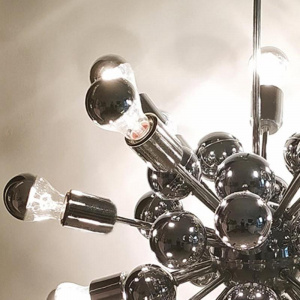 1970s Chandelier Sputnik by Goffredo Reggiani in Chrome. Made in Italy