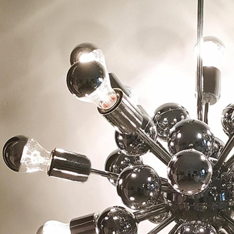 1970s Chandelier Sputnik by Goffredo Reggiani in Chrome. Made in Italy
