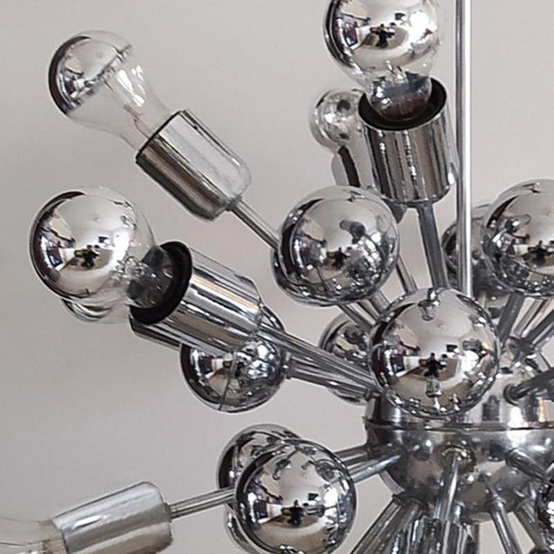 1970s Chandelier Sputnik by Goffredo Reggiani in Chrome. Made in Italy