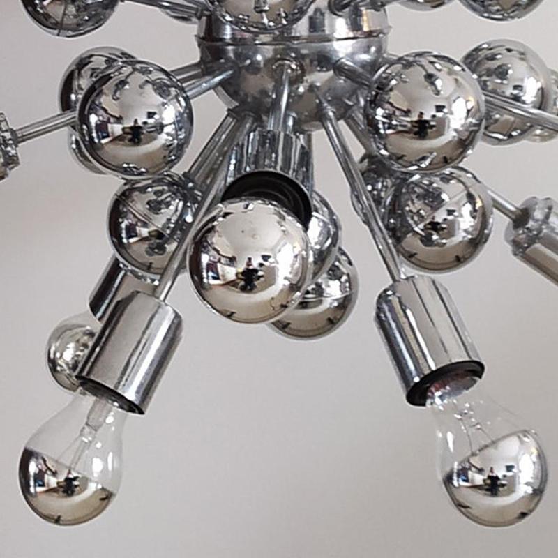 1970s Chandelier Sputnik by Goffredo Reggiani in Chrome. Made in Italy