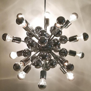 1970s Chandelier Sputnik by Goffredo Reggiani in Chrome. Made in Italy
