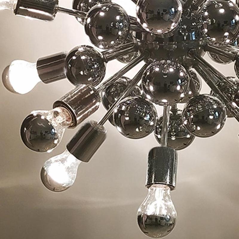 1970s Chandelier Sputnik by Goffredo Reggiani in Chrome. Made in Italy