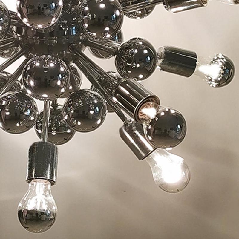 1970s Chandelier Sputnik by Goffredo Reggiani in Chrome. Made in Italy