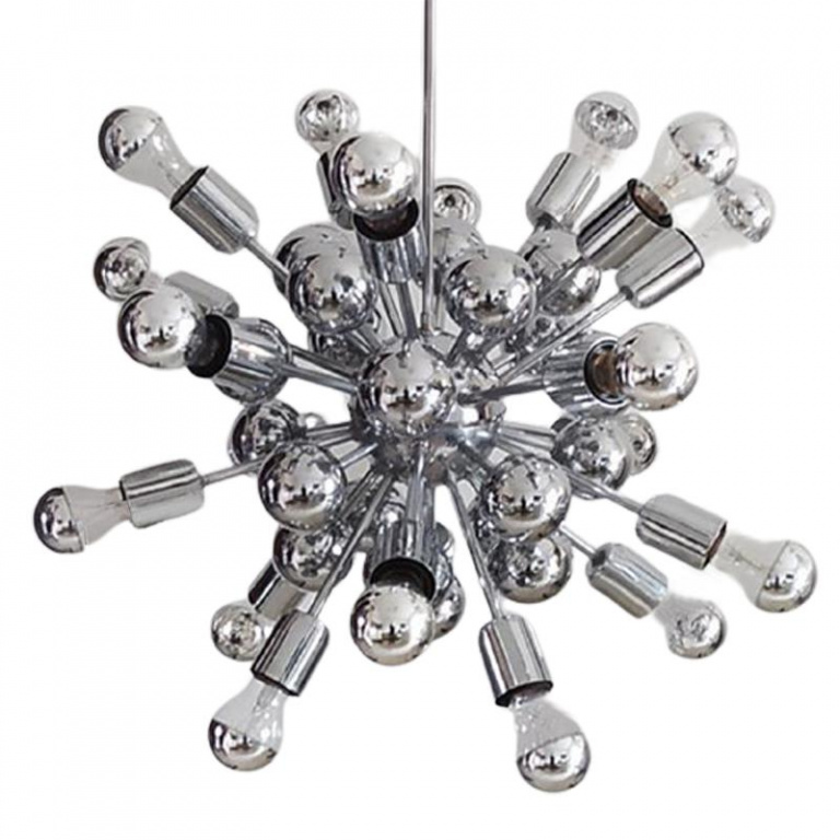 1970s Chandelier Sputnik by Goffredo Reggiani in Chrome. Made in Italy