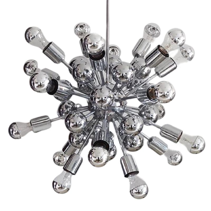 1970s Chandelier Sputnik by Goffredo Reggiani in Chrome. Made in Italy
