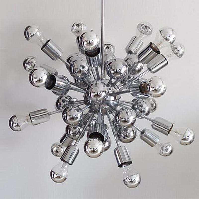 1970s Chandelier Sputnik by Goffredo Reggiani in Chrome. Made in Italy