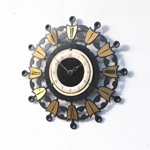 Sunburst Wall Clock By Bentima, 1960s