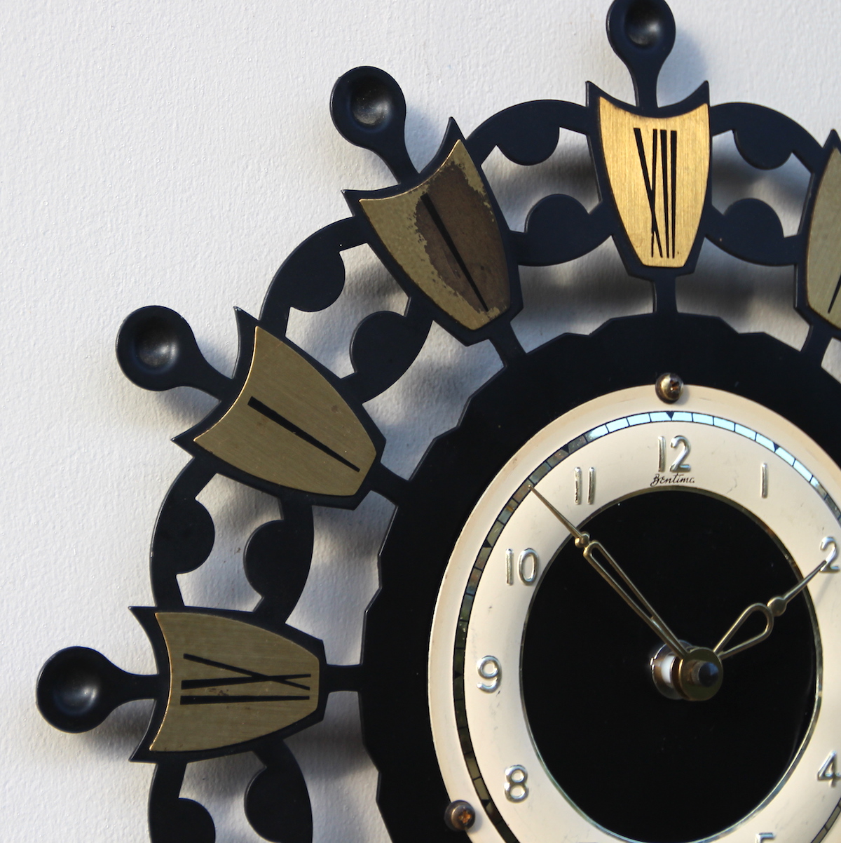 Sunburst Wall Clock By Bentima, 1960s