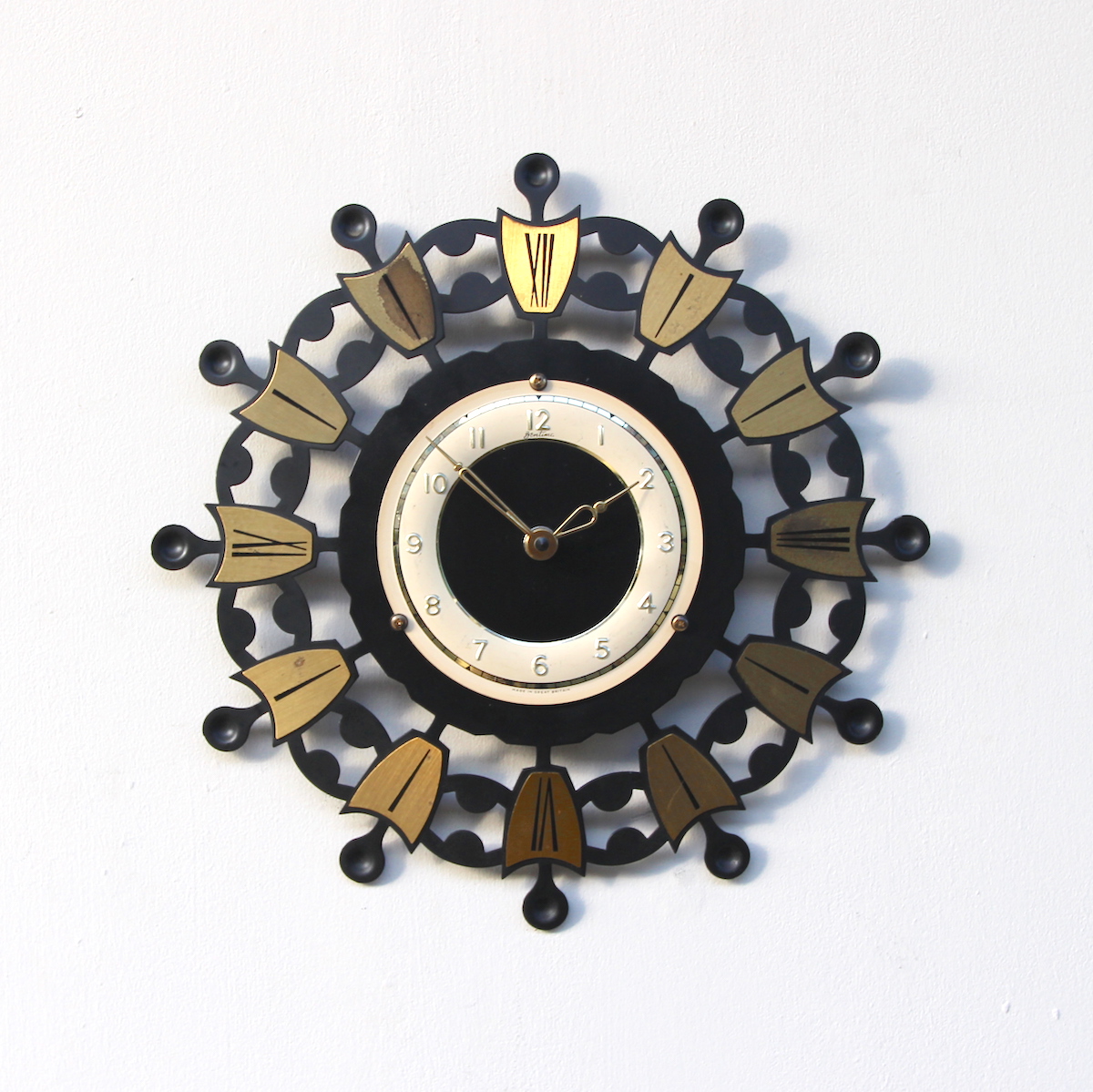 Sunburst Wall Clock By Bentima, 1960s