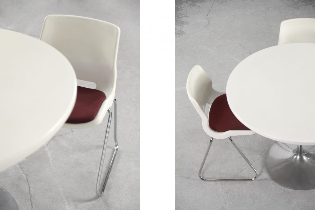 Vintage Scandinavian Mid-Century Modern Dining Table with Metal Tulip Leg, 1970s