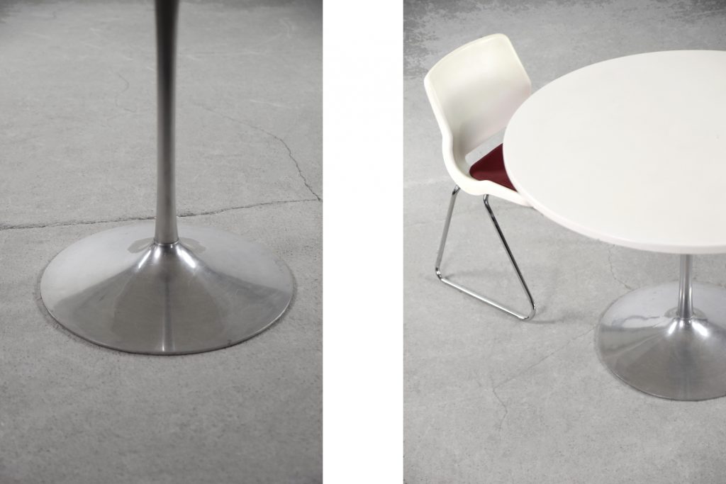 Vintage Scandinavian Mid-Century Modern Dining Table with Metal Tulip Leg, 1970s