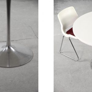 Vintage Scandinavian Mid-Century Modern Dining Table with Metal Tulip Leg, 1970s