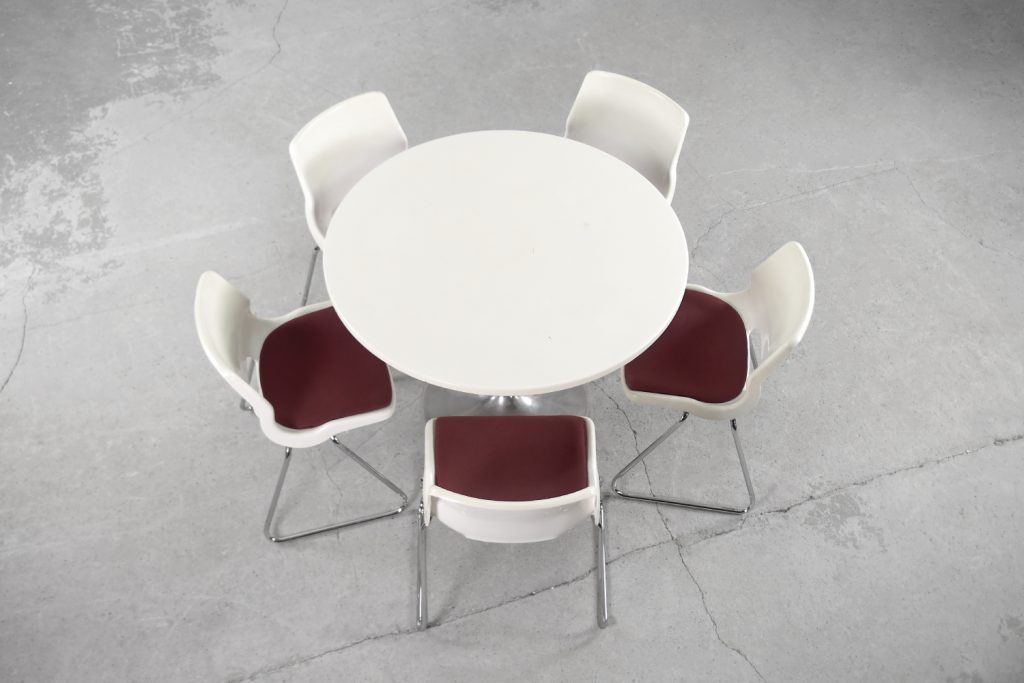 Vintage Scandinavian Mid-Century Modern Dining Table with Metal Tulip Leg, 1970s