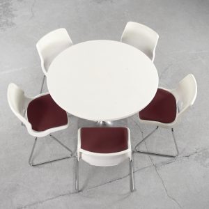 Vintage Scandinavian Mid-Century Modern Dining Table with Metal Tulip Leg, 1970s