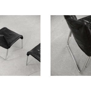 Vintage Mid-Century Scandinavian Modern Black Patchwork Leather Lounge Chair SET from IKEA, 1980s, Set of 2