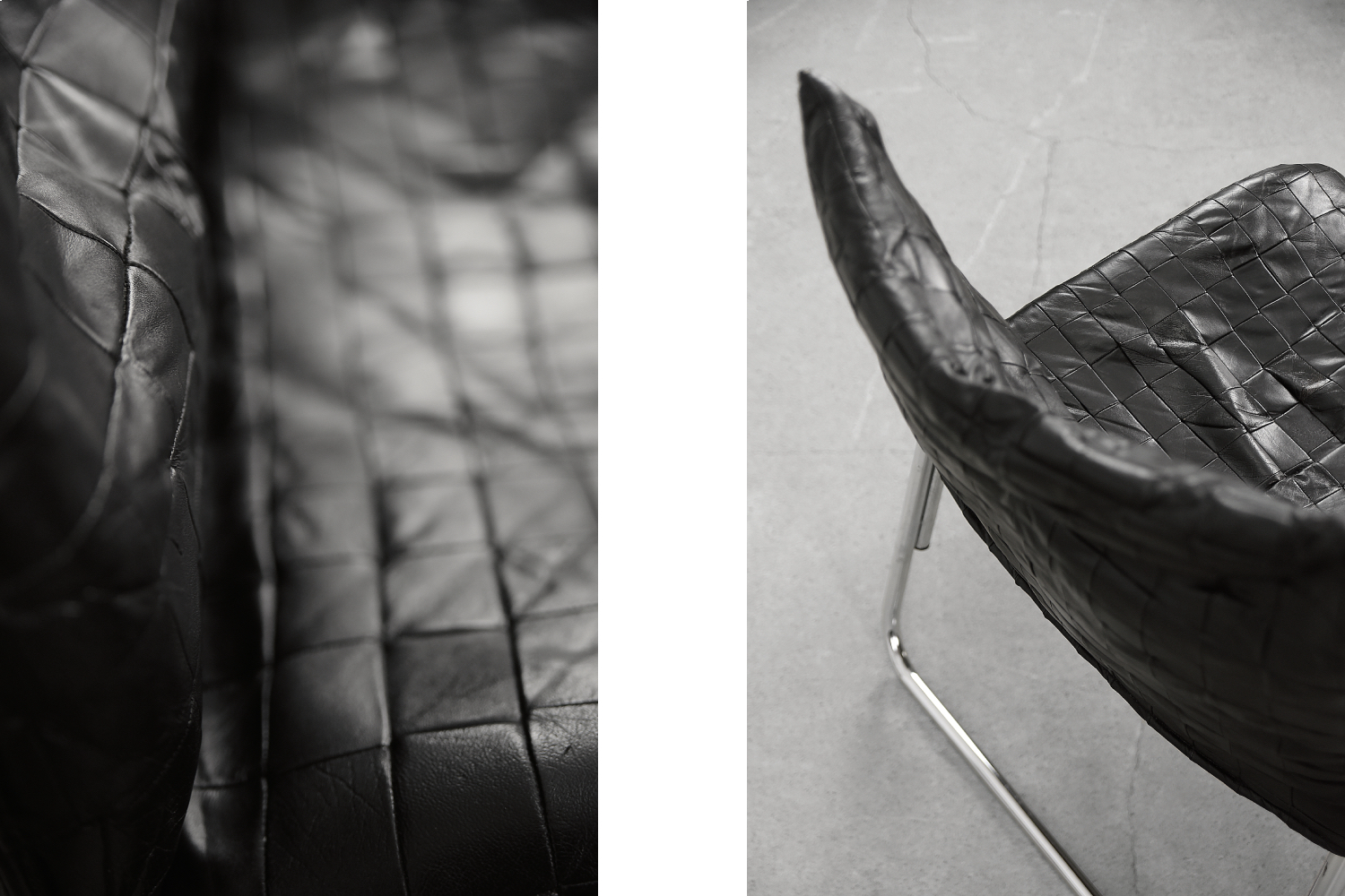 Vintage Mid-Century Scandinavian Modern Black Patchwork Leather Lounge Chair SET from IKEA, 1980s, Set of 2