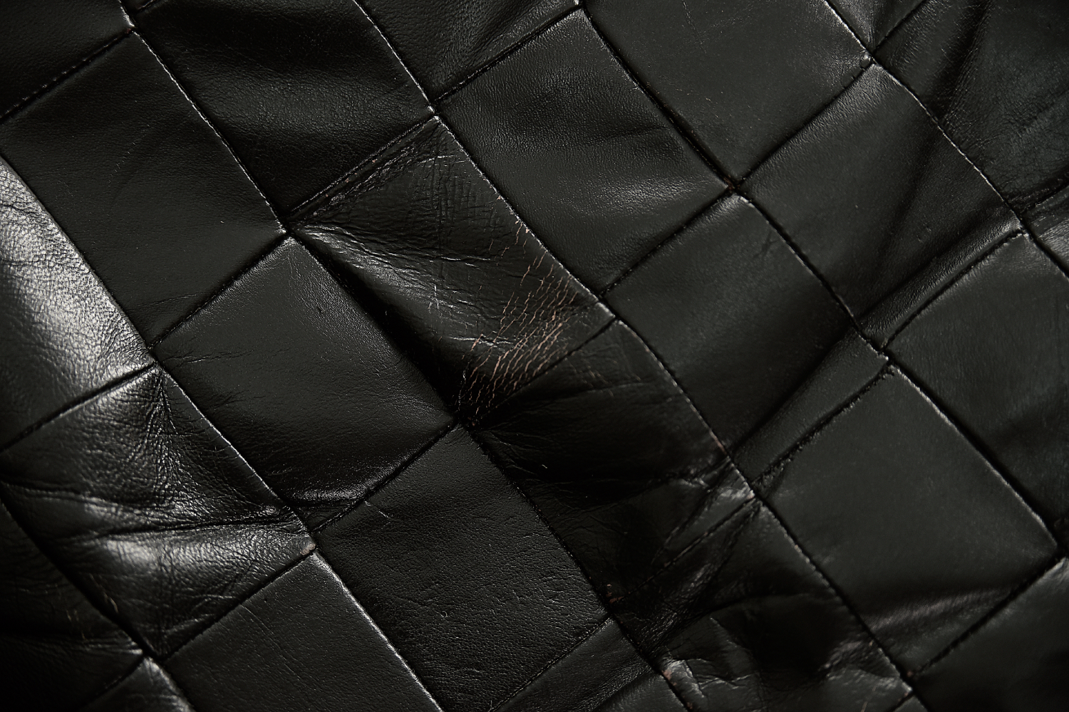 Vintage Mid-Century Scandinavian Modern Black Patchwork Leather Lounge Chair SET from IKEA, 1980s, Set of 2