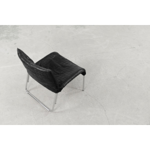 Vintage Mid-Century Scandinavian Modern Black Patchwork Leather Lounge Chair SET from IKEA, 1980s, Set of 2