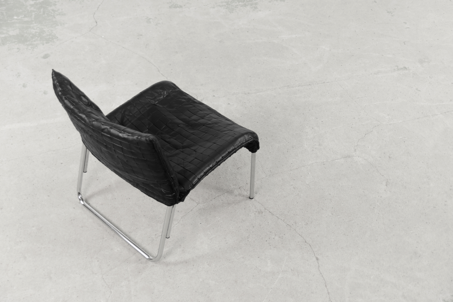 Vintage Mid-Century Scandinavian Modern Black Patchwork Leather Lounge Chair SET from IKEA, 1980s, Set of 2