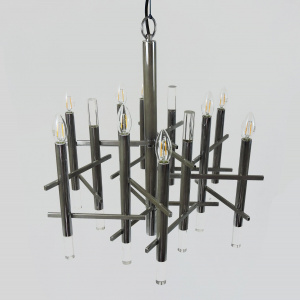 Italian Chrome And Lucite Chandelier By Gaetano Sciolari, 1970