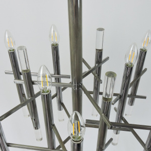 Italian Chrome And Lucite Chandelier By Gaetano Sciolari, 1970