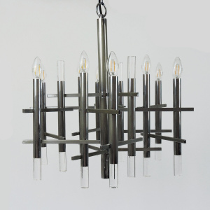 Italian Chrome And Lucite Chandelier By Gaetano Sciolari, 1970