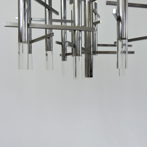 Italian Chrome And Lucite Chandelier By Gaetano Sciolari, 1970