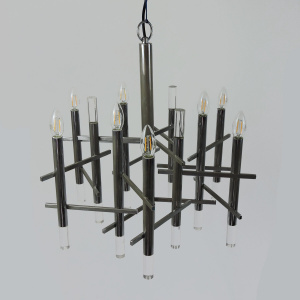 Italian Chrome And Lucite Chandelier By Gaetano Sciolari, 1970