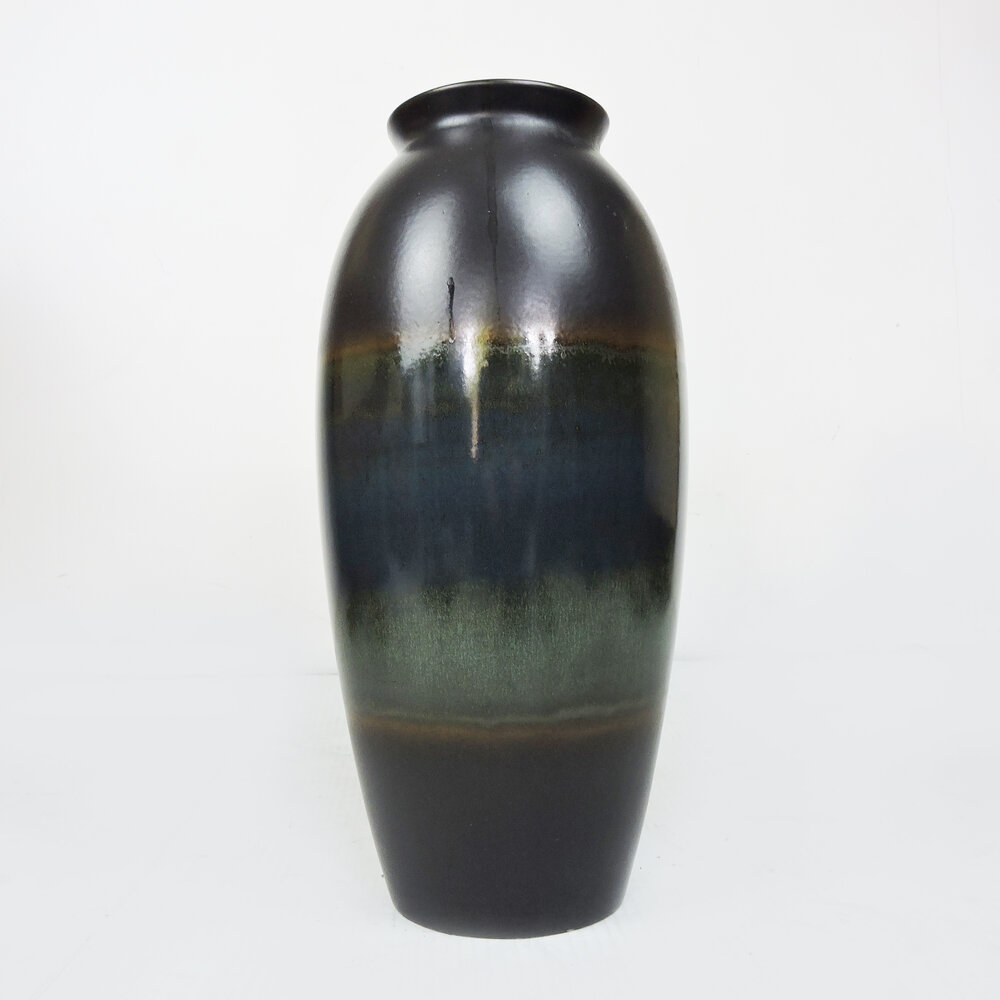 Tall Blue And Green German Vase By Scheurich, 1970s