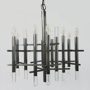 Italian Chrome And Lucite Chandelier By Gaetano Sciolari, 1970