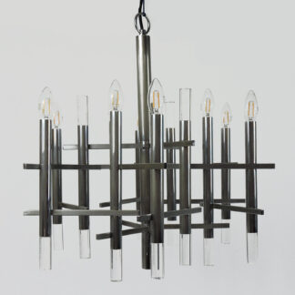 Italian Chrome And Lucite Chandelier By Gaetano Sciolari, 1970