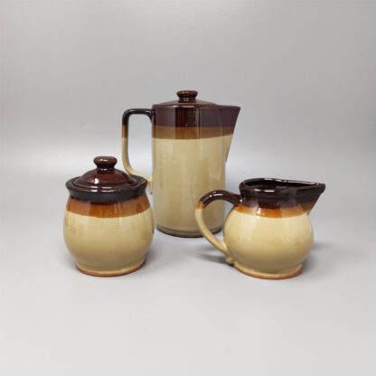 1970s Gorgeous Brown Coffee Set in Faenza Ceramic. Handmade Made in Italy - Image 3
