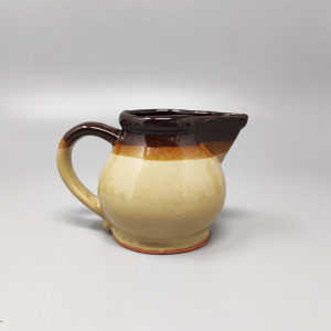 1970s Gorgeous Brown Coffee Set in Faenza Ceramic. Handmade Made in Italy