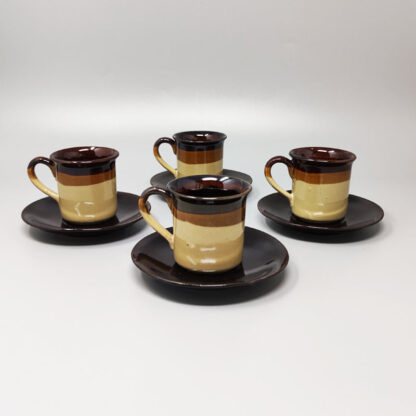 1970s Gorgeous Brown Coffee Set in Faenza Ceramic. Handmade Made in Italy - Image 7