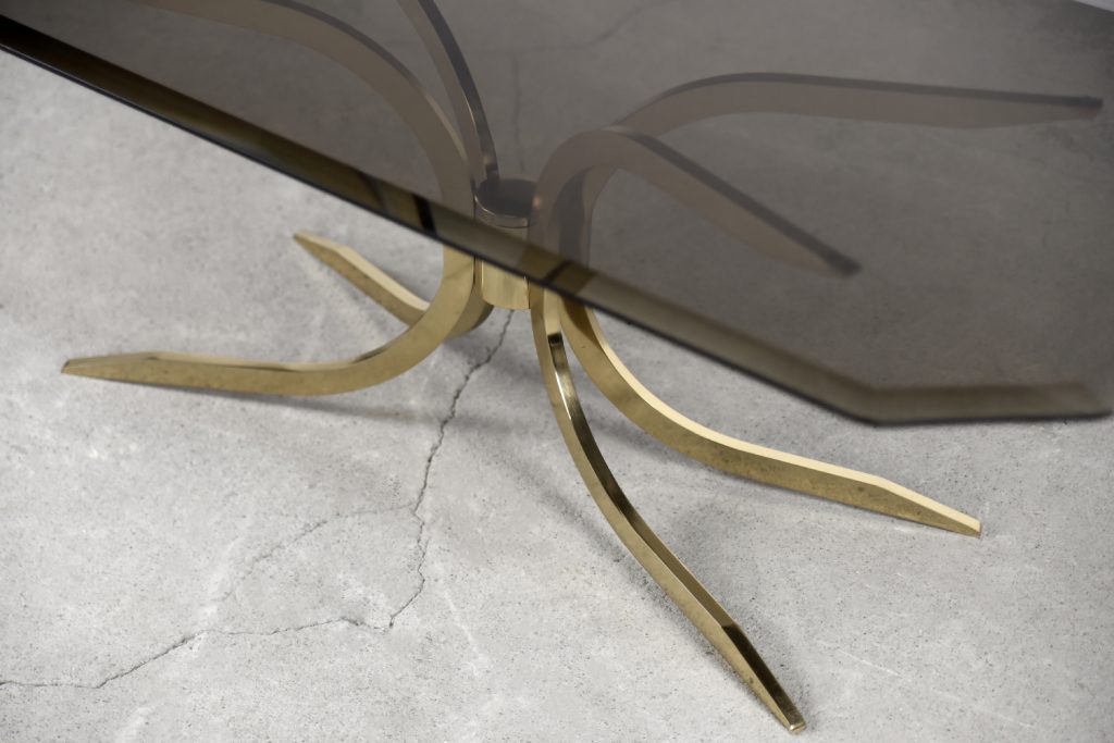 Vintage Brass Hollywood Regency Gold Glamour Coffee Table, 1970s