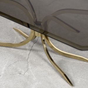 Vintage Brass Hollywood Regency Gold Glamour Coffee Table, 1970s