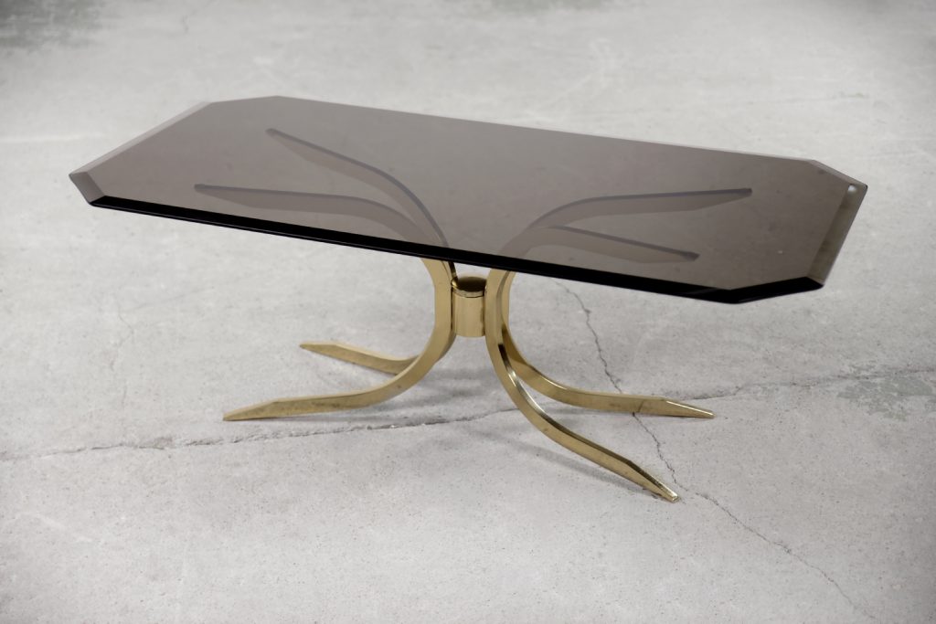 Vintage Brass Hollywood Regency Gold Glamour Coffee Table, 1970s
