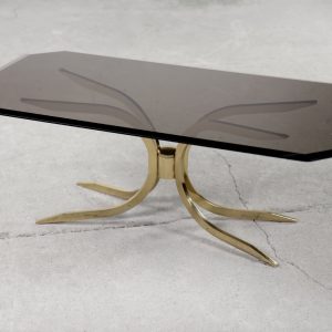 Vintage Brass Hollywood Regency Gold Glamour Coffee Table, 1970s
