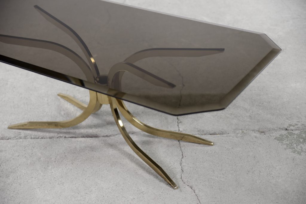 Vintage Brass Hollywood Regency Gold Glamour Coffee Table, 1970s