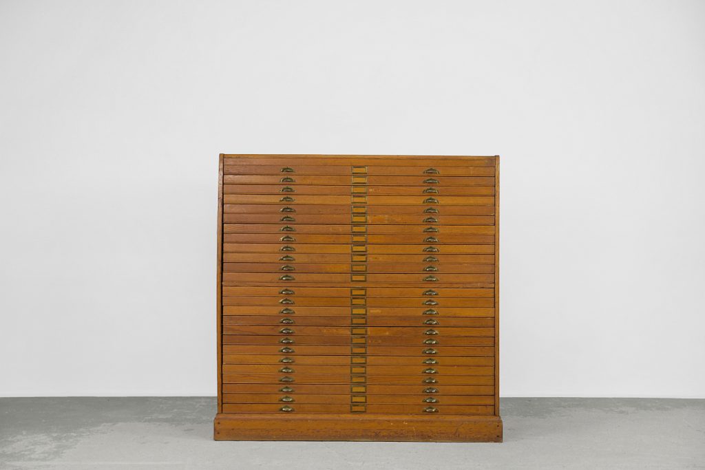 Vintage Large Industrial Oak File Cabinet with Multiple Drawers, 1930s