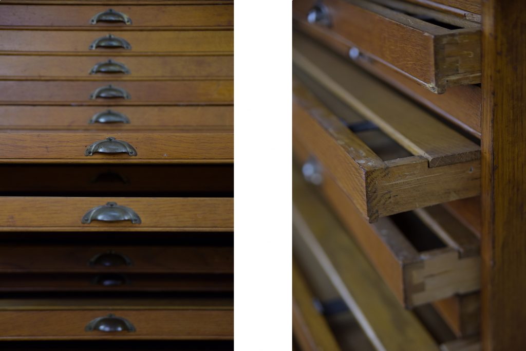 Vintage Large Industrial Oak File Cabinet with Multiple Drawers, 1930s