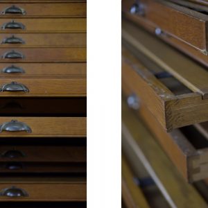Vintage Large Industrial Oak File Cabinet with Multiple Drawers, 1930s