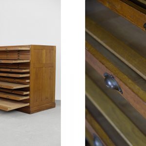 Vintage Large Industrial Oak File Cabinet with Multiple Drawers, 1930s